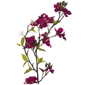 Branches Avec Fleurs Bordeaux 79cm - Caoutchouc Eva Et Papier _79cm