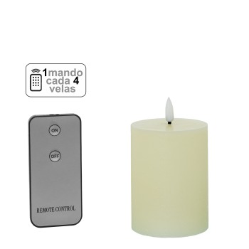 Vela Led Cera Marfil 1 Mando Para Cada 4 Velas Ø7,5x10cm Pilas:2xaa No Inclu