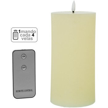 Candela Di Cera A Led Colore Avorio (1 Comando Per Ogni 4 Candele)_ø10x20cm, Batterie: 2xaa Non Incluse