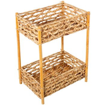 Estante Almacenaje 2 Cestos Jacinto De Agua C/patas Madera 44x31x60cm Cesto:42x27x13cm