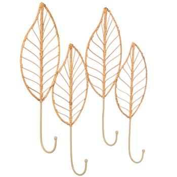 Rattan Wall Coat Rack 61x8x58cm