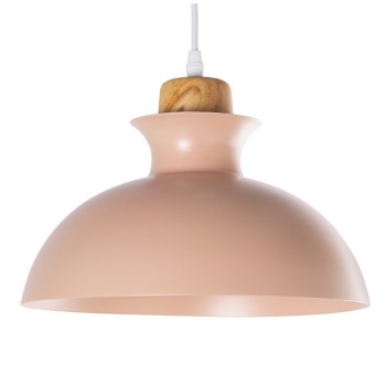 Lámpara Techo Metal Rosa C/cono Madera,1xe27,max.25w No Inc Ø28x23cm, Cable:75cm
