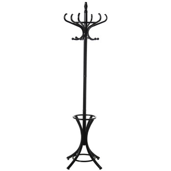 Perchero De Pie Madera Negra Ø53x186cm,madera:abedul/álamo