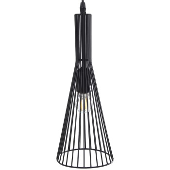 Lámpara Techo Metal Negra 1xe27 Max 60w No Incluida 14x16x37cm, Cable Negro 70cm