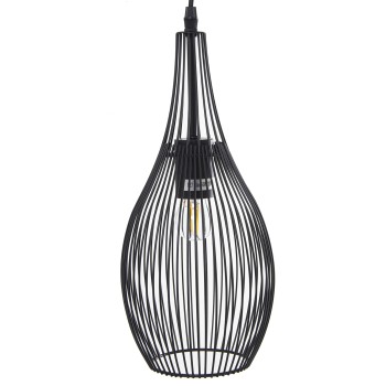 Lámpara Techo Metal Negra, 1xe27 Max 60w No Incluida Ø17x37cm, Cable Negro 70cm