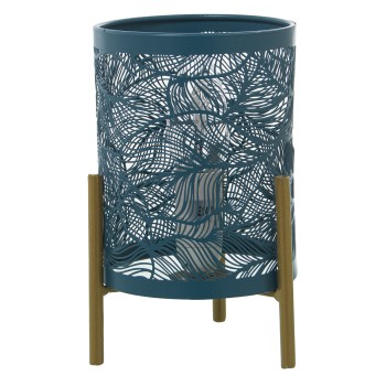 Lámpara Sobremesa Metal Azul Petrol.c/pie Dorado,1xe14 Max40 12x12x19cm Cable Blanco 108