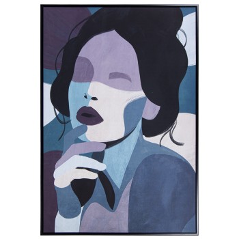 Cuadro Lienzo Marco Madera Negra 80x120cm Rostro Ext:82,6x4,3x122,6cm