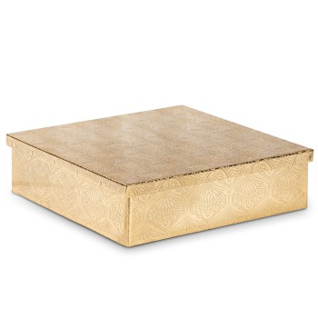 Caja Madera/metal Dorado 19x19x6cm