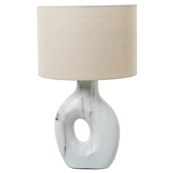 Lámpara Sobremesa Cerámica Blanca, 1xe27 Max.40w Ø32x52cm Base:21,5x10x29cm