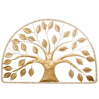 Adorno Pared Metal 120x80cm Árbol Dorado 120x6x80cm