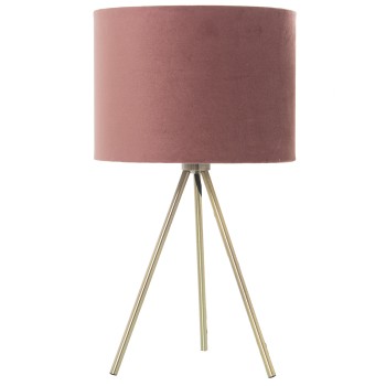 Metal Table Lamp With Taupe Velvet Lamp Shade - 1xe27,max.40w- Ø24x43cm, Base:ø19x25cm