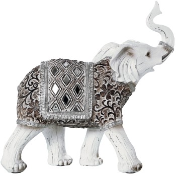 Figura Resina Elefante Blanco 26,5x9,5x25,5cm