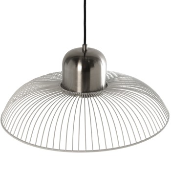 White Metal And Nickel Pendant Light - Ø40x16cm-cord:92cm- 1xe27-max.40w (no Includa)