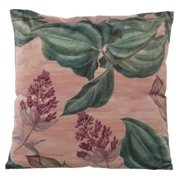 Velvet/polyester Pillow Leaves One Sided - 45x45cm- 45x45cm