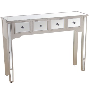 Mesa Entrada Madera/espejo C/4 Cajones Champagne 110x30x80cm
