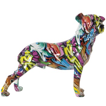 Figura Perro Resina Grafiti Multicolor 29x12x24cm