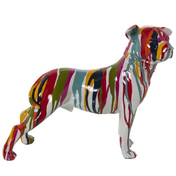 Figura Perro Resina Multicolor Chorros De Pintura 29x12x24cm