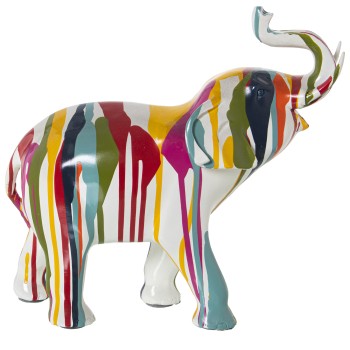 Figura Elefante Resina Grafiti Multicolor 30x12x28cm