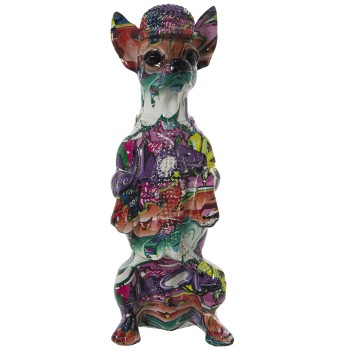 Figura Perro Resina Grafiti Multicolor 14x11x30cm