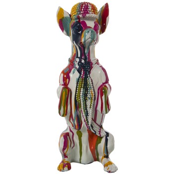 Multicolor Graffiti Resin Dog Figure- 14x11x30cm