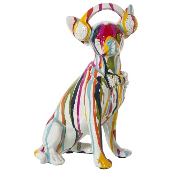 Statuette En Résine - Chien - Graffiti Multicolore- 17x13x26cm