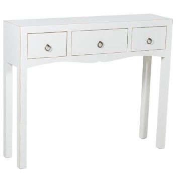 Mesa Entrada Madera C/3 Cajones Blanca 94x24x78cm