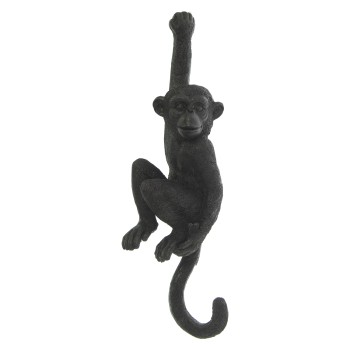 Figura/percha Mono Negro Resina 9x6,5x31cm