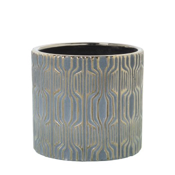 Ceramic Pot Grey/gold Ø14x13cm