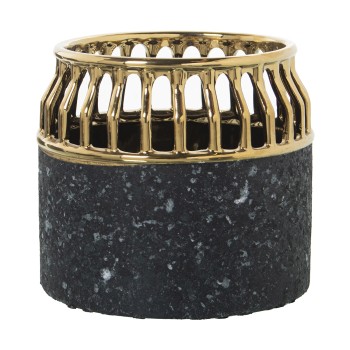 Jarrón Cerámica Oro/gris Oscuro Ø18x16cm