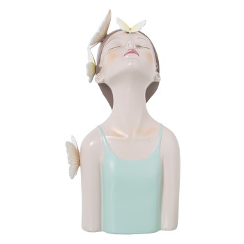 Figura Resina 27cm Torso Chica C/mariposas Camiseta Verde 14x12x27cm