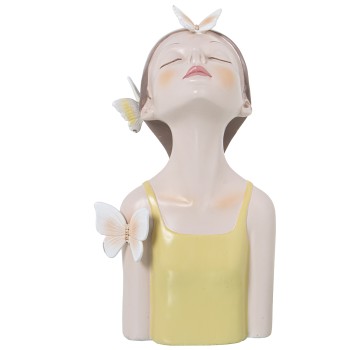 Figura Resina 20cm Torso Chica C/mariposas Camiseta Amarilla 11x10x20cm