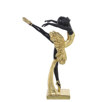 Figura Resina Bailarina Dorada/negra 13x16x25cm