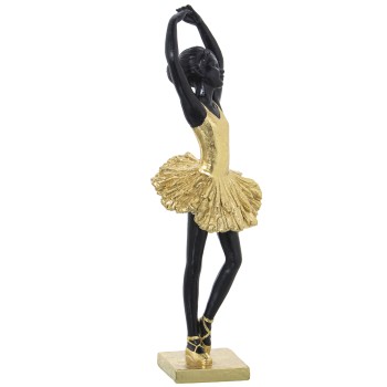 Figura Resina Bailarina Dorada/negra 10x9x30cm