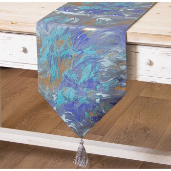 Chemin De Table En Polyester - Bleu - 30x180cm- 30x180cm