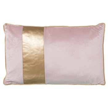 Cojín 50x30 Terciopelo Rosa Franja Dorada C/cremallera 50x30cm