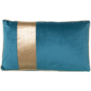 Cojin 50x30 Terciopelo Azul Franja Dorada C/cremallera 50x30cm