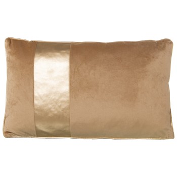 Cojin 50x30 Terciopelo Beige Franja Dorada C/cremallera 50x30cm