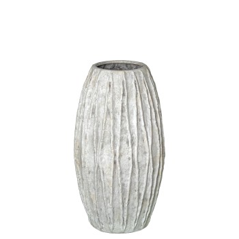 Jarrón Cerámica 50cm Gris Claro Rústico Ø28x50cm