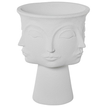 Cache-pot En Céramique Blanc / Visages _49x49x61,5cm