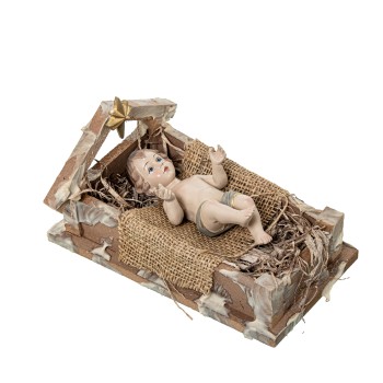 Figura Resina Niño Jesus En Pesebre 21cm 21cm