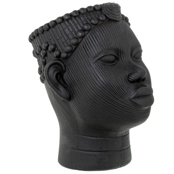 Macetero Cerámica Negra Rostro Africana 22x19x26cm