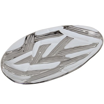 Centro Cerámica Blanca/plateada 30x16x3cm