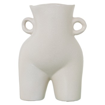 Jarrón Cerámica Blanco C/asas 21x16x28cm
