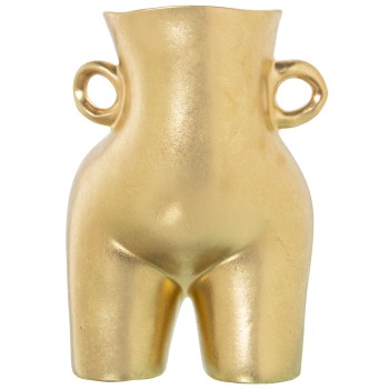 Vase En Céramique Avec Anses - Doré- 22x18x30cm