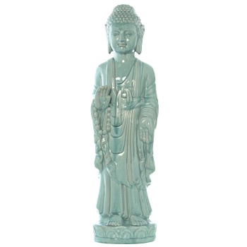 Statuetta In Ceramica - Buddha - Blu Chiaro- 25x18x88cm