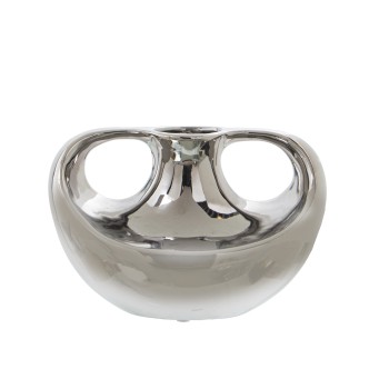 Jarrón Cerámica C/asas Plateado 22x14x18cm