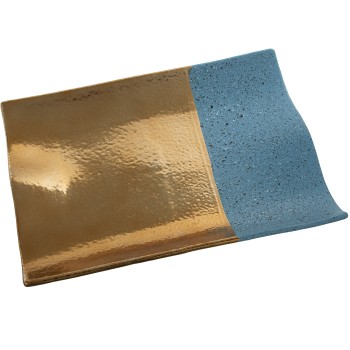Centro Rect. Cerámica Dorado/azul 33x24x4cm