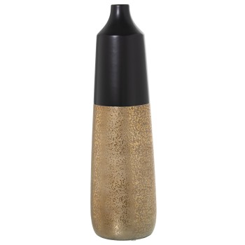 Jarrón Cerámica Negro/oro Ø14x49cm