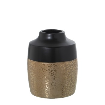 Jarrón Cerámica Negro/oro 12x15cm