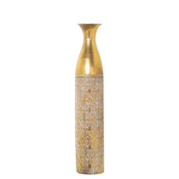 Jarrón Metal Dorado/blanco Ø14x71cm